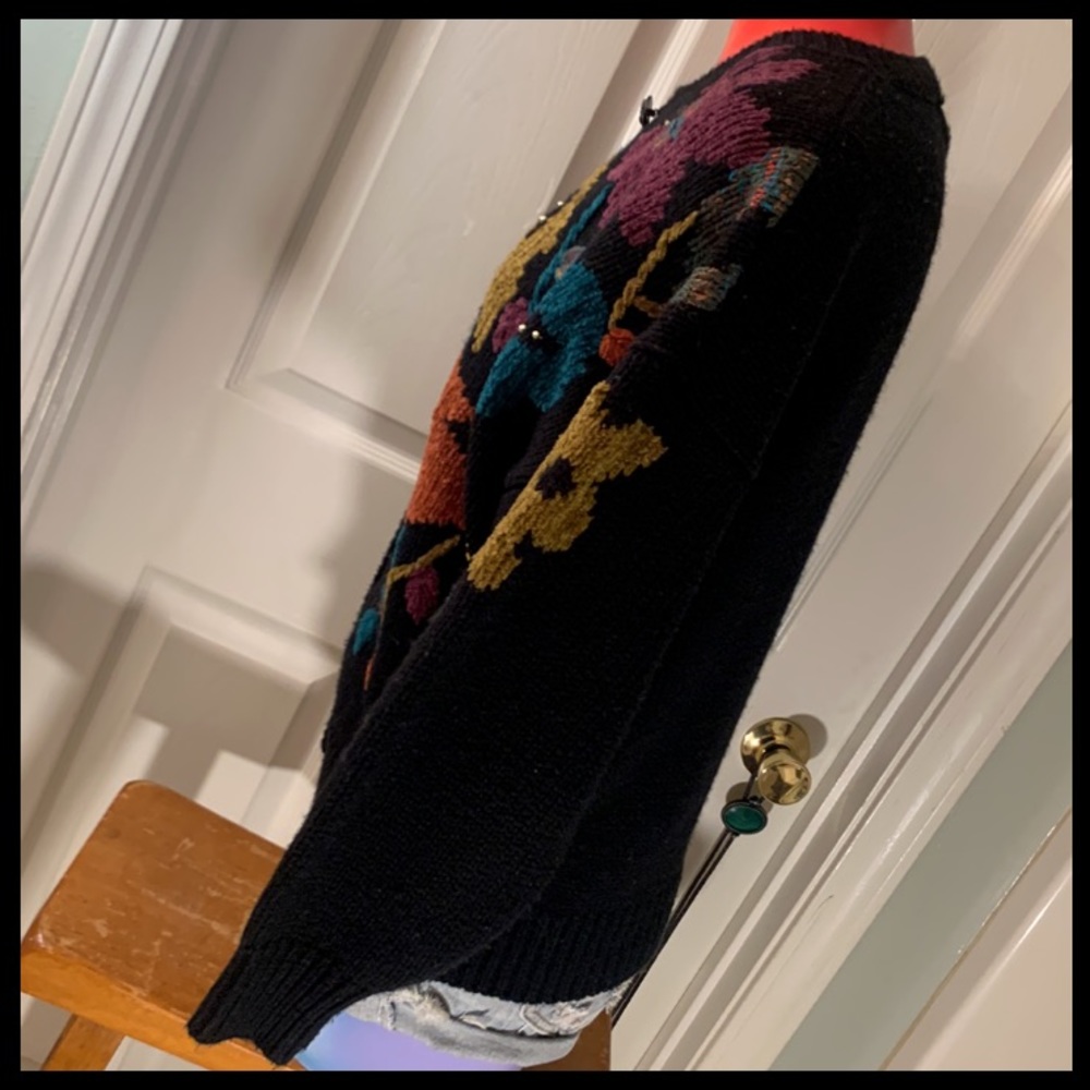 VINTAGE Floral Chunky Kawaii Adorable Show Stopper Cardigan Sweater - Picture 7 of 17